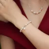 Bangles Real Natural White Freshwater Pearl Bracelet Women,Cute OL Style Beads strand Bracelet Female