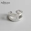 Anneaux AsinLove Unique Simple H lettre anneaux ouverts créatif à la main concepteur réel 925 bague en argent Sterling pour femmes filles bijoux fins