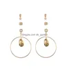 Dangle & Chandelier 3Pcs/Set Shell Starfish Dangle Earring For Women Europe America Exaggerated Gold Plating Alloy Big Hoop Dhgarden Dhqn8