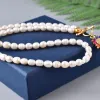 Halsband unik design naturliga sötvatten pärlor med gyllene regnbåge zirkon solros charm hänge choker halsband för kvinnor uttalande