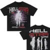 Herr t-shirts hellstar bomull t-shirt mode svarta män kvinnor designer kläder tecknad grafisk punk rock tops sommar high street streetwear a5