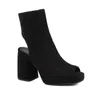 Sandálias Ultra High Thick Heel Float Material com oco para fora Peep Toe Roman Side Zipper Platform Women's Heels
