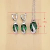 Set Oval Green Zircon White CZ 925 Silver Smyckesuppsättningar för kvinnorörhängen/hänge/halsband/ringar gratis presenter