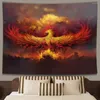 Tapestries Golden Fantasy Phoenix Tapestry Flame Not Dead Bird Home Decor