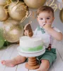 衣類セットベイビーボーイの服夏の紳士誕生日スーツ新生児ドレスソフトコットンソリッドRMPER +ベルトパンツ幼児幼児セット