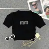 Strass Lettre T-shirt pull en tricot Tee Femmes Tops Designer T-shirts tricotés Sexy Pull Creux Multi Couleur