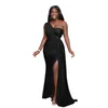 Women's Swimwear Pareo Beach Women Pareos Bikini Cover Up Swimsuit 2024 Sleeveless Single Shoulder Sexy Tight Height High Waist Slit Dress