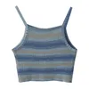 Kobiety damskie Kobiety Summer Camisole Crop Top w paski żebrowana dzianina T -koszulka bezstronna okrągła szyjka kamizelki