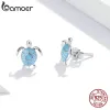 Boucles d'oreilles Bamoer 925 en argent Sterling mignon Mini tortue de mer boucles d'oreilles violet Zircon Animal mer oreille Stud pour les femmes exquis bijoux cadeau