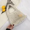 Einkaufstaschen Häkeln Strand Handtasche Für Mädchen Sommer Stroh Seil Aushöhlen Hand Gewebte Totes Tasche Frauen Stricken