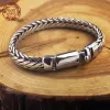 Armband 100% verklig solid S925 silver handgjorda vävda retro dominerande stil ppersonalitet köl unisex födelsedag fin smycken gåva