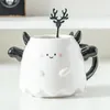 Muggar Creative Porcelain Halloween Devil Coffee Mug Frukost Milk With Lock och A Spoon Water Cup Kitchen Drinkware