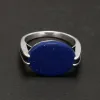 Rings Real Pure 925 Sterling Silver Turkish Ring for Men and Women Prong Setting Black Agate Lapis Lazuli Malachite Jewelry