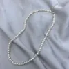 Naszyjniki 4 mm biały słodkowodny naszyjnik Pearl S925 Srebrny łańcuch Perły Perły Kościa Ekwencjonalny choker Collier Perles Perlas Prezent