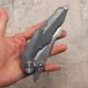 1Pcs New A2247 High End Flipper Folding Knife M390 Satin Blade CNC TC4 Titanium Alloy Handle Outdoor Ball Bearing Washer Folder Knives