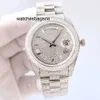 Mense Watch Clean Mens Diamond Watch Automatic Mechanical Watch 41mm med diamantspäckt stålmode armband vattentätt