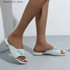 Slipare Rhinestone Slippers Women 2023 Summer New Fashion Low-Heeled Womens Tisters for Home Designer Luxury Brand Woman Shoes Q240221