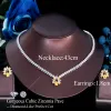 Ensembles CWWZircons brillant jaune cubique zircone femmes fête fiançailles mariage fleur collier boucles d'oreilles ensemble de bijoux cadeau de demoiselle d'honneur T586