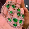 Halsband Ruzzallati Lab Emerald Stone Banket Halsband Sier Color Ladies Fashion Vintage Long Necklace Jewelry Party