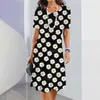 カジュアルドレスNueva Mujer Vestidos Daisy Imprimir Elegante elegante de Manga Corta La Vendimia 2024 Moda Plus Size Ropa Y2K