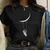 女性のTシャツレディースTシャツ面白いハラジュク90SガールムーンカートゥーングラフィックTシャツoneckブラックレディースタープリントルーズトップT240221