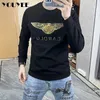 Erkek Hoodies Sweatshirts lüks kazak Erkekler Sıcak elmas mektup kazak erkek kanat üst ince dipli gömlek basit moda hoodies sonbahar kış adam giysi j240221