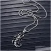 Ожерелья с подвесками, крутые ожерелья с подвесками в стиле панк, Скорпион, Мужское ожерелье из белого золота 14 карат для мужчин и женщин, модные украшения 2024, Drop De Ot7Uf
