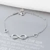 Bracelets en argent sterling 925 Sterling Bracelets for Women Infinity Bracelet avec du bracelet à chaîne de zircone cubique Gift Bijoux (Lam Hub Fong)