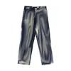 Мужские фиолетовые джинсы, классические дизайнерские джинсы Nigo, поврежденный деним с кисточками, брюки с дырками, джинсы узкого кроя