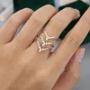 Ringen CxsJeremy Solid 14K Gold Curved Wedding Band Unieke Marquise Cut Moissanite Diamond Ring Bruidsstapelen Matching Promise Gift