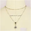 펜던트 목걸이 New Boho Jewelry MTI 레이어 Sier Beaded Choker Necklaces y 해바라기 펜던트 빈티지 목걸이 드롭 배달 dhpex