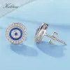 Oorbellen Kaletine Lucky Evil Eye Earring 925 Sterling Zilveren Stud Oorbellen Voor Vrouwen Blue Crystal Fatima Lucky Turkije Sieraden