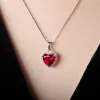 Halsband Potiy Heart Shape 3.6ct skapade Ruby Pendant Halsband Ingen kedja 925 Sterling Silver för kvinnor Dagliga bröllopsfestsmycken