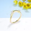 Anelli Kuololit 0.22CTW Anelli di moissanite a taglio rotondo per donne Solido 18K 14K 10K 925 Fandiera nuziale in oro bianco per l'anniversario