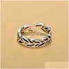 Cluster Rings New Arrival Vintage Sier Copper Ring For Women Men Simple Style Retro Leaves Knot Open Fashion Jewelry Gift D Dhgarden Dhqtl