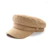 Berets Spring Summer Woman Hat Flat Cap Military Linen Octagonal Solid Kolor Top Hats Młoda studentka Kobieta