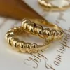 Pierścienie Cxsjeremy Trendy francuskie pierścienie rogaliki dla kobiet AU750 18K żółte złoto Twisted Pierścień Pierścień Prezenty dla biżuterii