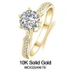 Ringen Lnngy 1.0 karaat Moissanite ringen met certificaat 10K massief gouden verlovingsring voor vrouwen stapelen trendy bruiloft sieraden