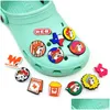 Sko delar tillbehör 50 st/set Texas Series CLOG CHARMS 2D Soft Plastic Cartoon Shoe Accessories Decorations CLOG PINS Knappar Cha Dhu65