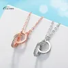 Hangers 925 Sterling Zilveren Dubbele Cirkel CZ Zirconia Kettingen Voor Vrouwen Gift Kolye Choker Collares Bijoux S-N61