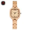 Pure Maple Wood Women's Watch Fashion Square Dial Elegant Wood Bangle For Lady Hidden Clasp Reloj Femenino armbandsur265e