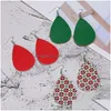 Dangle & Chandelier New 29 Color Christmas Tree Snowman Water Drop Pu Leather Dangle Earring For Women Bohemian Teardrop Fa Dhgarden Dh0Ip