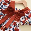 Flickaklänningar Bear Leader Summer Dress Outfits 2024 Girls Floral Princess Backless Tie Bow Puff Sleeve Fashion för 3-11 Y