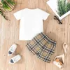 Clothing Sets 2pcs Baby Boy 95% Cotton Short-sleeve Tee and Plaid Shorts Set Suitable for Summer Season Soft and Comfortable