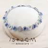 Conjuntos de joias de prata 925 para mulheres, pulseiras de zircônia azul, brincos, anéis, pingente, colar de casamento