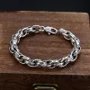Bangles New Product Factory Price S925 Silver SixCharacter Mantra Bracelet 18/20/22CM Retro Spiral Chain Trend Men's Jewelry Gift