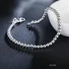 Strand 925 Sterling Silver 4mm Bracelet de perles lisses adapté aux hommes et aux femmes magnifique charme fête cadeau de mariage bijoux de mode