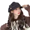 Berets Breathable Beret Hat Chic Women's Autumn/winter Hats With Extended Brim Button Decor Stylish Streetwear For Warmth Fashion