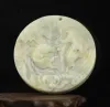 Pendants Old China Natural hetian Jade Hand Carved statue fish flower pendant d8