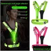 Motorcycle Apparel Cycling Reflective Safety Vest Electric Scooter 3 Light Modes Usb Rechargeable Led For Running Jogging Fishing Drop Ot85F